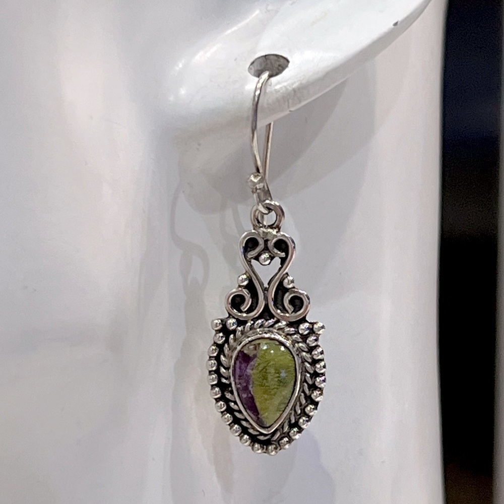 Tasmanian Stichtite Sterling Silver Drop Earring - Picture 7 of 10